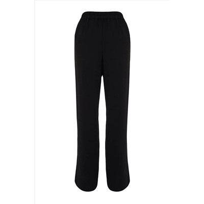 Siyah Lastikli Yüksek Bel Pileli Wide Leg Dokuma Pantolon TBBSS22PL0448