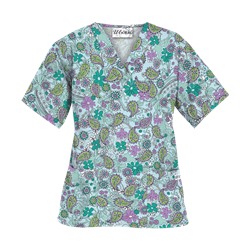 UA Perfect Paisley Pepperminty Scrub Top