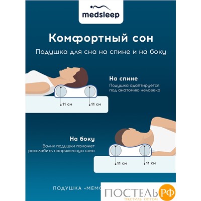 MedSleep МЕМОРИ ЭРГО АЭРО бел Подушка анатомическая 67x42x11, 1 пр., плстр/пенополиуретан