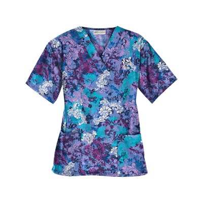 UA Romantic Scroll Royal Print Scrub Top