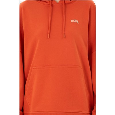 Kadın Kiremit Kapüşonlu Basic Sweatshirt