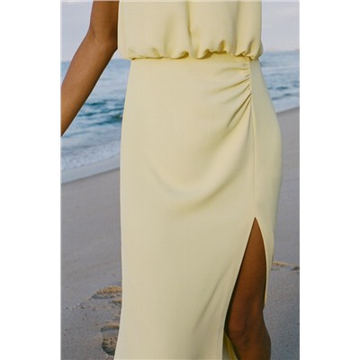 GATHERED MIDI DRESS