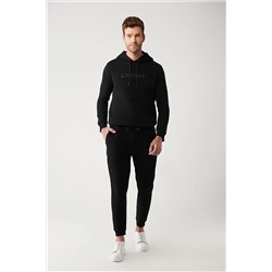 Avva Erkek Siyah 3 İplik Baskılı Standart Fit Normal Kesim Jogger Pantolon A32Y3411
