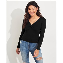 Knot-Front V-Neck Top