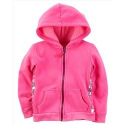 Embellished Neon Fleece Hoodie