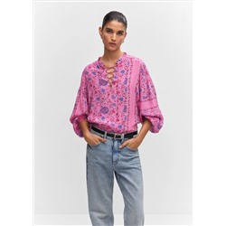Blusa manga abullonada estampada