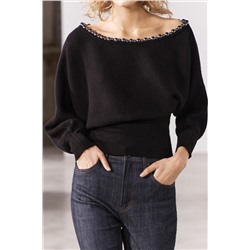 KNIT SWEATER WITH METAL BEADS