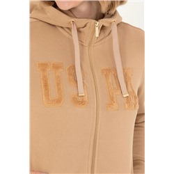 Kadın Kum Kapüşonlu Basic Sweatshirt