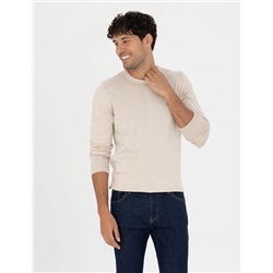Kum Melanj Slim Fit Bisiklet Yaka Basic Triko Kazak