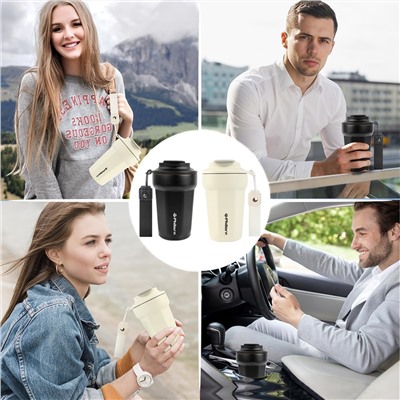 PHILORN Pink Coffee Tumbler - 12 OZ Insulated Coffee Mug with Lid, Leak Proof Thermo Cup for Hot and Iced Drinks, Stainless Steel Vacuum Pink Cup with Double Wall