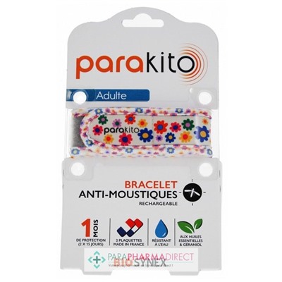 Parakito Bracelet Anti-Moustiques Rechargeable Adulte Fun Fleurs