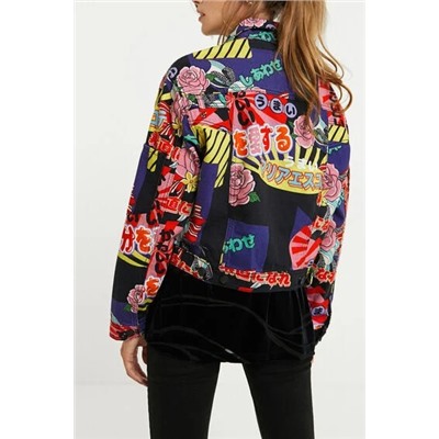 Chaqueta trucker estampada