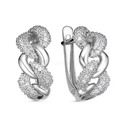 Серьги из серебра с фианитами родированные 925 пробы 11-0933р