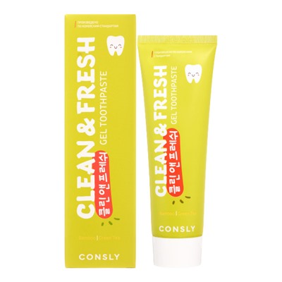 CONSLY Clean&amp;Fresh Bamboo &amp; Green Tea Gel Toothpaste Гелевая зубная паста Clean&amp;Fresh с экстрактами бамбука и зеленого чая 105г