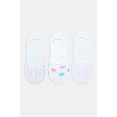 Penti, Big Dots Beyaz - Pembe 3lü Babet Çorabı