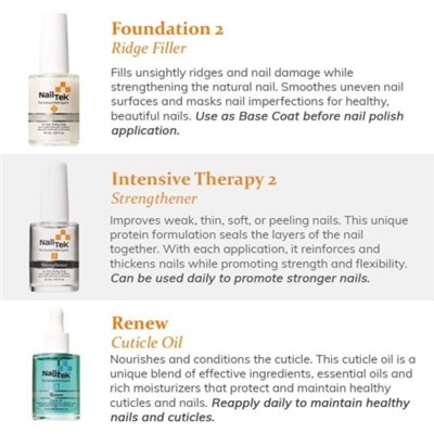 Nail Tek Nail Recovery Kit with Renew Cuticle Oil Strengthener and Ridge Filler