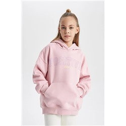 Defacto Kız Çocuk Oversize Fit Kapüşonlu İçi Yumuşak Tüylü Kalın Sweatshirt Kumaşı Sweatshirt B2515A823WN
