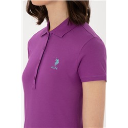 Kadın Mor Basic Polo Yaka Tişört