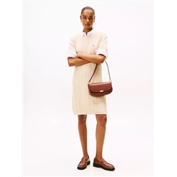 Short-Sleeve Cable Knit Sweater Dress
