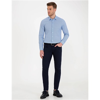 Lacivert Slim Fit Uzun Kollu Gömlek