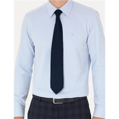 Açık Mavi Slim Fit Uzun Kollu Basic Gömlek