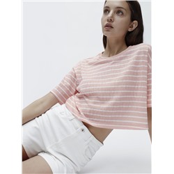 CAMISETA CROPPED DE EFECTO LINO