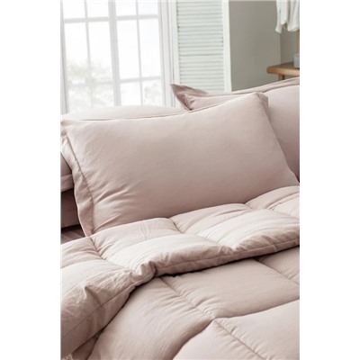 Mona Tek Kişilik Comforter Set - Pudra