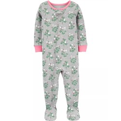 1-Piece Floral Snug Fit Cotton Footie PJs