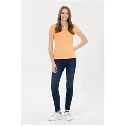 Kadın Turuncu Basic Polo Yaka Tişört