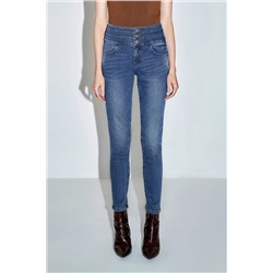 Vaquero skinny de tiro alto Azul marino