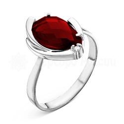 Кольцо из серебра с кварцем и фианитом родированное 925 пробы глк-007