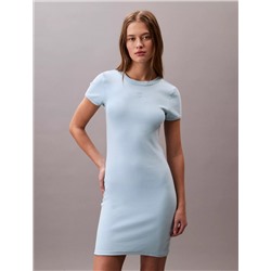 Cotton Contour Rib Monogram Logo Mini Dress