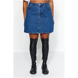 Mavi Yüksek Bel A Shape Denim Etek TBBAW23AZ00042