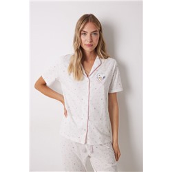 Pijama largo camisero 100% algodón Snoopy rosa