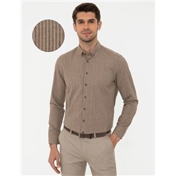 Açık Kahverengi Regular Fit Uzun Kollu Gömlek