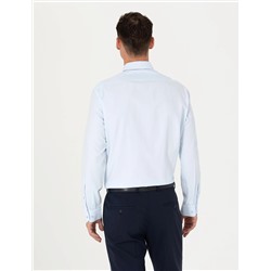 Açık Mavi Slim Fit Uzun Kollu Basic Gömlek