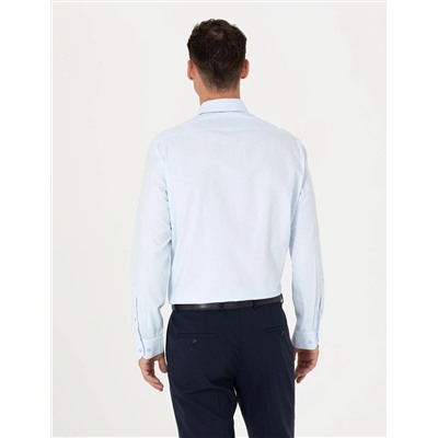 Açık Mavi Slim Fit Uzun Kollu Basic Gömlek