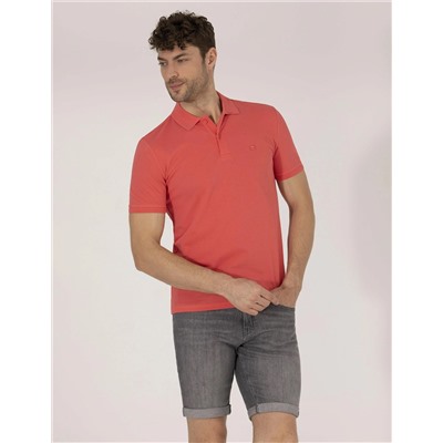 Pembe Slim Fit Polo Yaka Basic Tişört