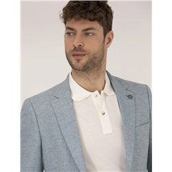 Mavi Keten Karışımlı Spor Ceket