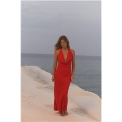DRAPED HALTER MAXI DRESS