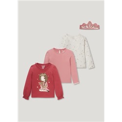 Set - 3 Langarmshirts und Haarband - Bio-Baumwolle