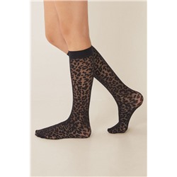 Medias leopardo negro 20 DEN