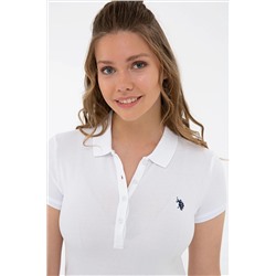 Kadın Beyaz Basic Polo Yaka Tişört