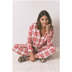 Pijama camisero 100% algodón cuadros rojos Mafalda