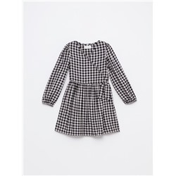 CHECKED WRAP DRESS
