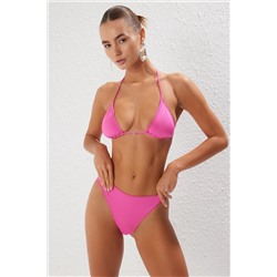TRENDYOLMİLLA Fuşya Üçgen Aksesuarlı Normal Bel Bikini Takımı TBESS25BT00161