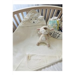 Tanem Home %100 Pamuk Krem Kuzu Desen Nakışlı Bebek Havlu Kundak 75x75cm TNM210700
