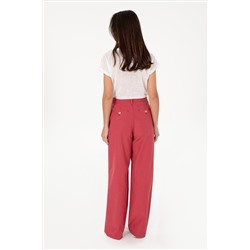 Kadın Vişne Kanvas Loose Fit Pantolon