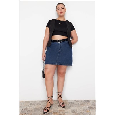 Mavi Yüksek Bel A Shape Denim Etek TBBAW23AZ00042