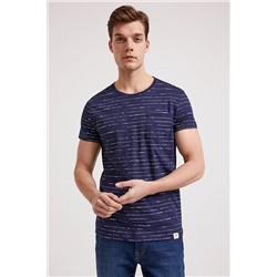 Lee Cooper Erkek Caley O Yaka T-Shirt Lacivert Çizgili 202 LCM 242038